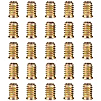 Her Kindness 25 Piezas Insertos de Madera Interior M8x20mm Tuercas Hexagonales-Tornillo Hexagonal de Acero al Carbono…